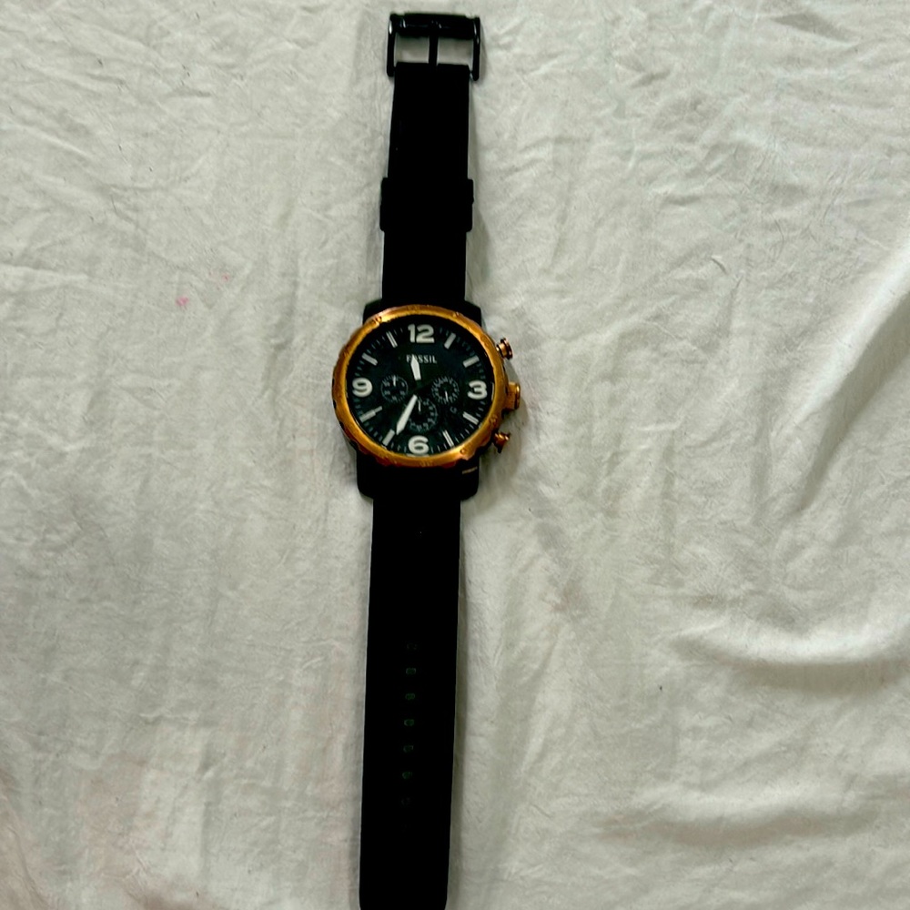 Fossil dive watch chronograph in black and brass finish
